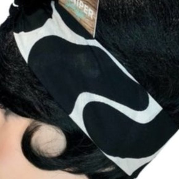 Cow Print Black and White Bandana Tie Headband - Picture 8 of 13